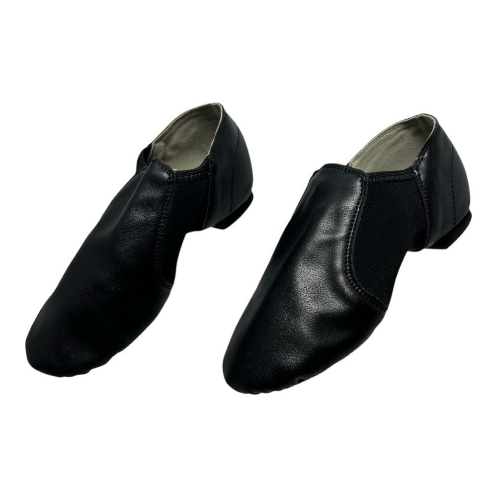 Linodes Kids Black PU Leather Jazz Dance Shoes Split Sole Slip On Size 1.5